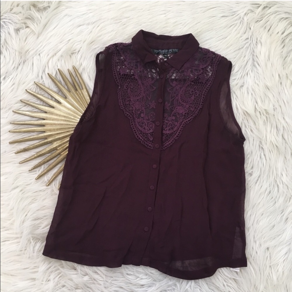 Topshop | Sheer Button Down Tank 4P